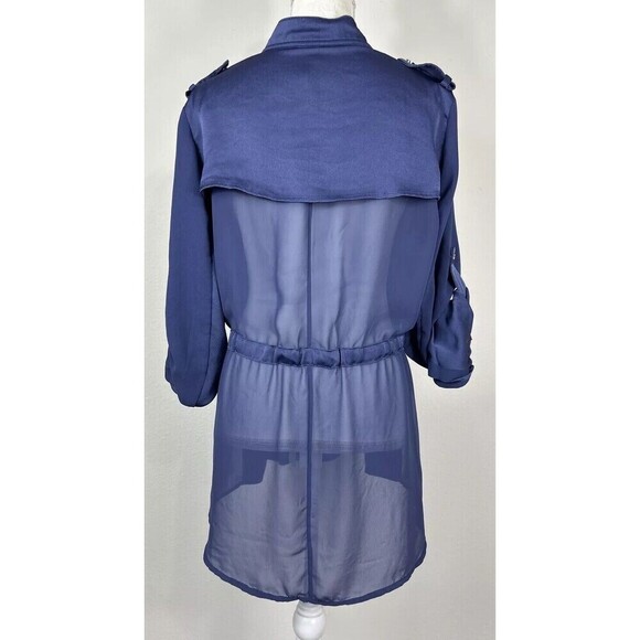 Chico's Navy  Front Zip Sheer Back Anorak Jacket Size  2 (Large) - Picture 4 of 15